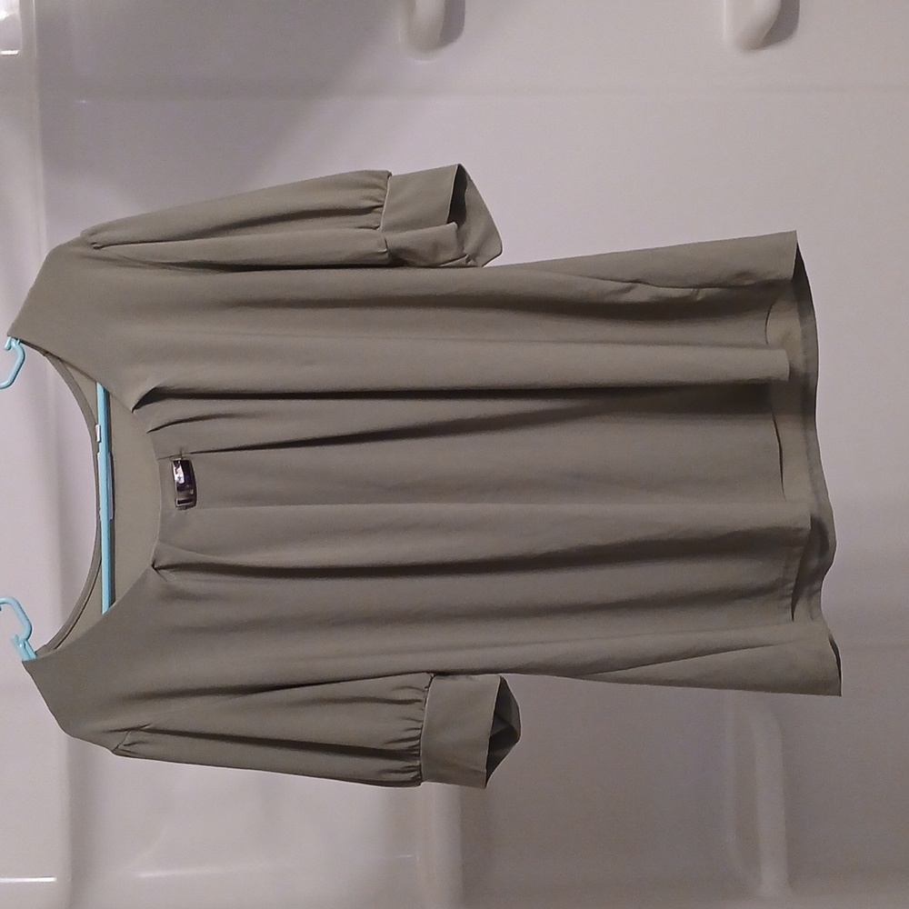 Olive Green Blouse With Metal Detail